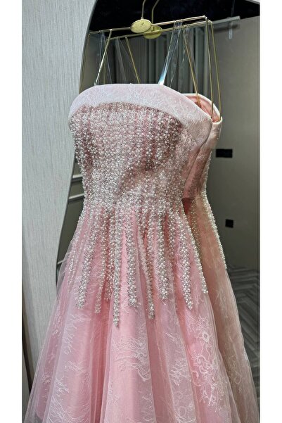 Jood Midi Corset Evening Dress with Beading and Lace