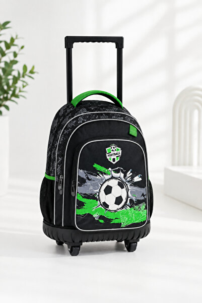 football Premium Troller School Backpack, Black and Green, Football Pattern, ...