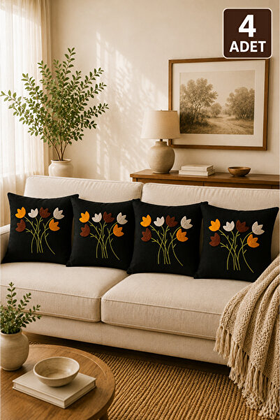 SEVMİŞ HOME 4’lü Punch Kırlent Kılıfı Seti – Aynı Renk ve Desen – Dekoratif K...