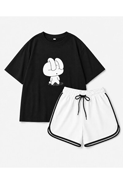 Elvino Sleepy Bunny Print Comfortable Pajama Set with Shorts