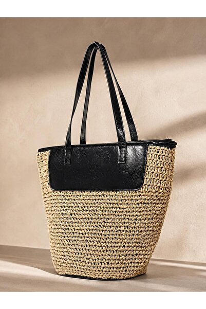 Luminos Butik Μπεζ ψάθινη τσάντα CNT1152