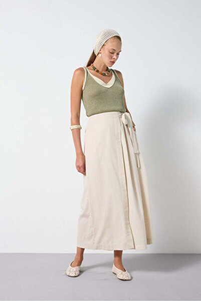 minaaise Women's High Waist 100% Linen Skirt Trousers 31175