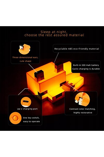 NO BRAND LAMPĂ DE NOAPTE LED MINECRAFT VULPE PENTRU CAMERA COPIILOR, ÎNCĂRCAR...