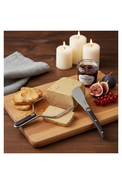 NO BRAND Set pentru foie gras: feliator + spatulă LAGUIOLE cu mâner din lemn ...