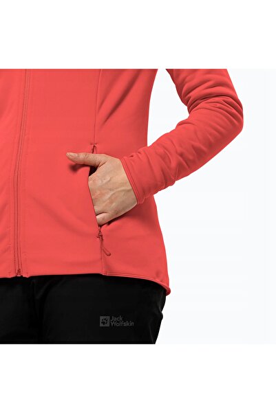 Jack Wolfskin Hanorac de damă Baiselberg cu glugă FZ, roșu vibrant, S