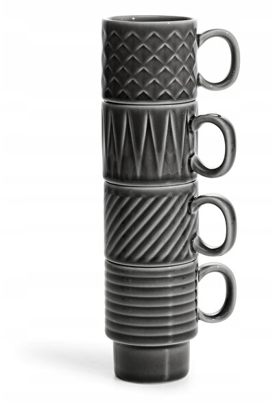 Sagaform Cești de espresso 4 bucăți ceramică gri 0,1 L