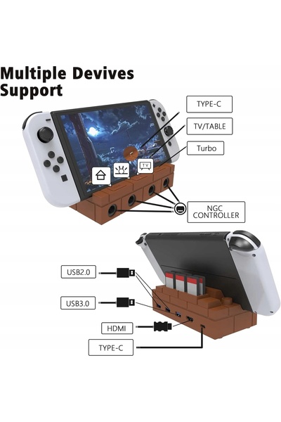 NO BRAND Stație de andocare 5-în-1 4K HDMI pentru Nintendo Switch OLED cu USB...