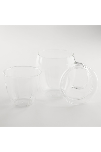 NO BRAND 2x Cană de sticlă de 580 ml cu infuzor de sticlă și capac pentru ceai