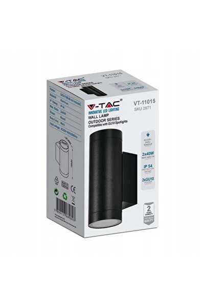 NO BRAND V-TAC Lampă de perete exterioară cu iluminare sus-jos, 2xGU10, Negru...