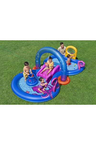 BESTWAY Parc acvatic pentru copii, piscină gonflabilă, tobogan cu fântână + j...