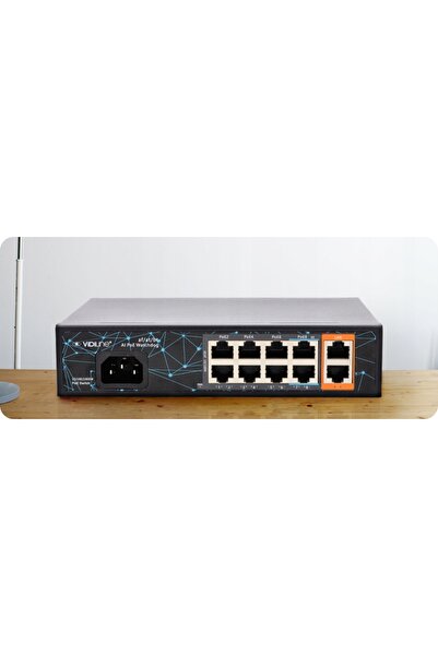 NO BRAND Switch PoE 8 porturi pentru camere 100Mb/s 2xRJ45 1Gb/s Vidiline