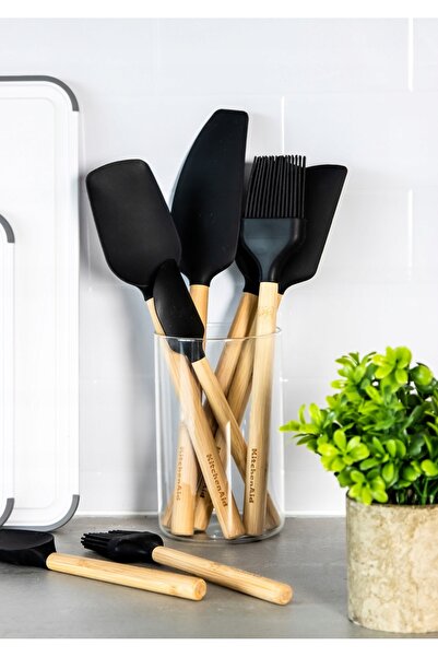 Kitchenaid Spatulă de silicon pentru bucătărie, lopățică înclinată pentru ame...
