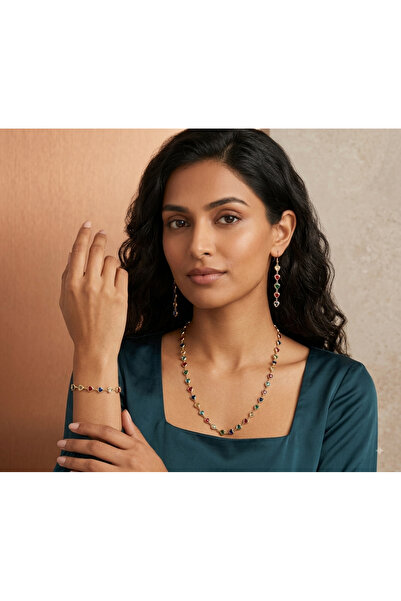 byozanyılmaz Heart Design Necklace Earrings Bracelet Set