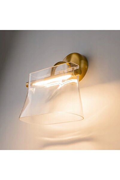 NO BRAND Aplică de perete LED, abajur din sticlă aurie, lumină caldă glamour,...
