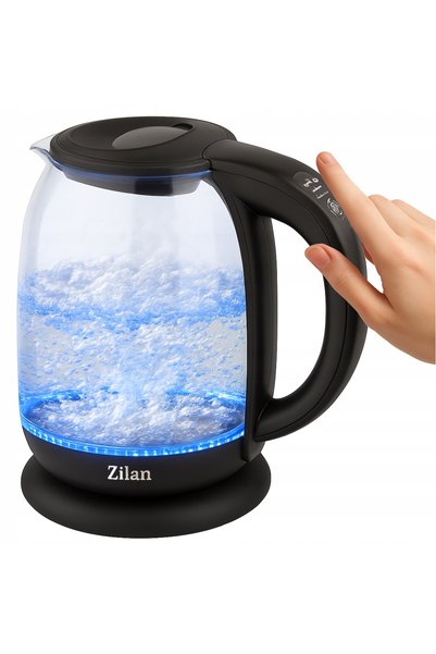 Zilan Fierbător electric din sticlă cu control temperatură, LED 5 culori, 2200W