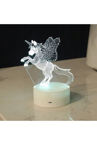 NO BRAND LAMPĂ LED 3D UNICORN PEGASUS CAL PONEI, 16 CULORI, PREMIUM