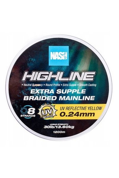 NO BRAND Plecionka Nash Highline Extra Supple Braid 0,24mm 1200m Galben UV Di...