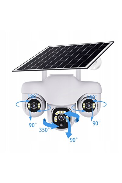 NO BRAND CAMERĂ SOLARĂ EXTERIOARĂ 4K TIP-C, 3 OBIECTIVE CONTROLATE, 12 MP, CA...