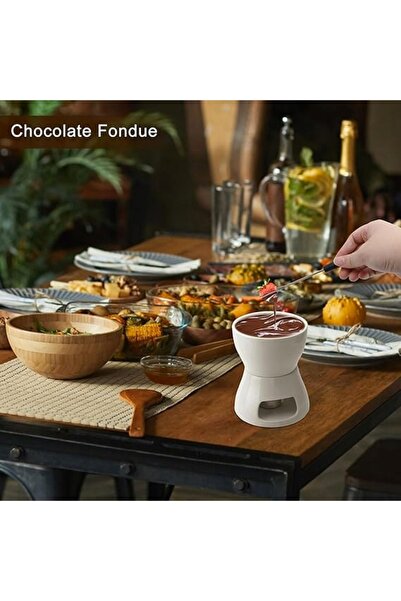 NO BRAND SET CERAMIC PENTRU FONDUE: Ciocolată, Brânză! Miska + 4 Widelce