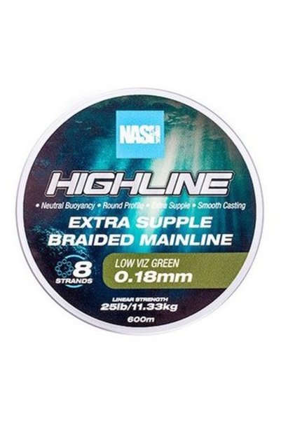 NO BRAND Plecionka Nash Highline Extra Supple Braid 0,18mm 600m Verde Diametr...