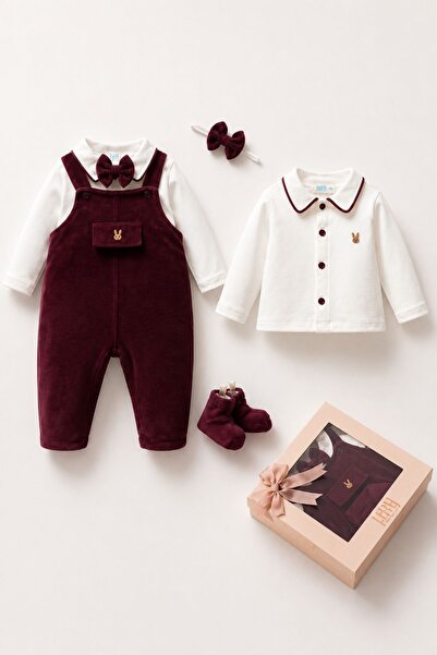 Minytrendy Newborn Baby Boy Premium Velvet Salopet Set Baby Birth Gift Box Me...