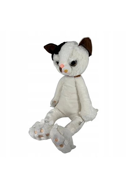 NO BRAND Mascotă de pluș Pisică Albă cu Urechi Negre 60cm