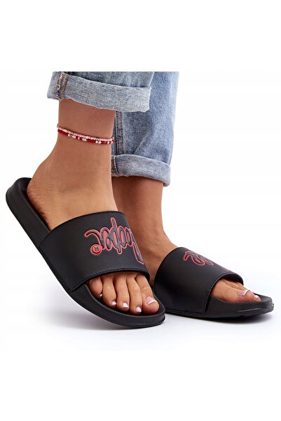 Lee Cooper Șlapi de damă negru-roșu R. 39