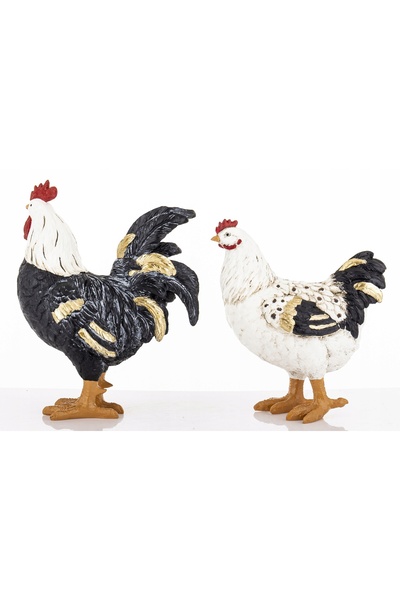 NO BRAND Set de 2 figurine de Paște, găină și cocoș, 26 cm, decorațiune