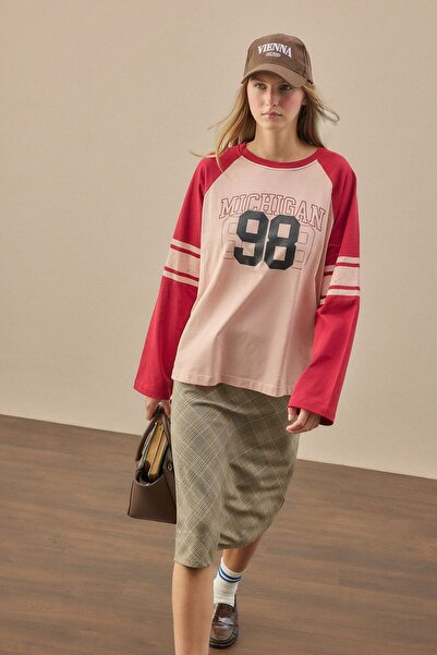 DeFacto Oversize Crew Neck Printed Long Sleeve T-Shirt I2917Ax26Au