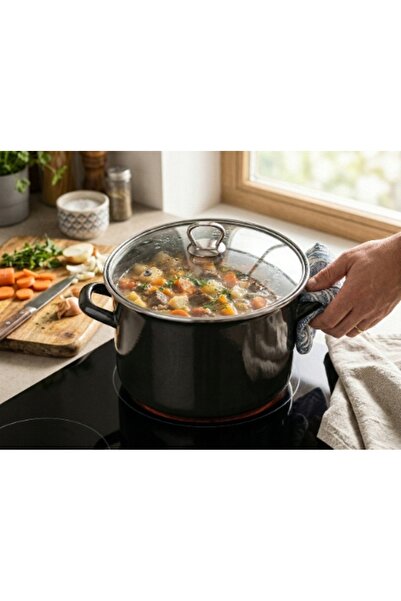 NO BRAND Oală emailată Pleszew Metalico 24cm 5.6L, compatibilă cu inducție și...