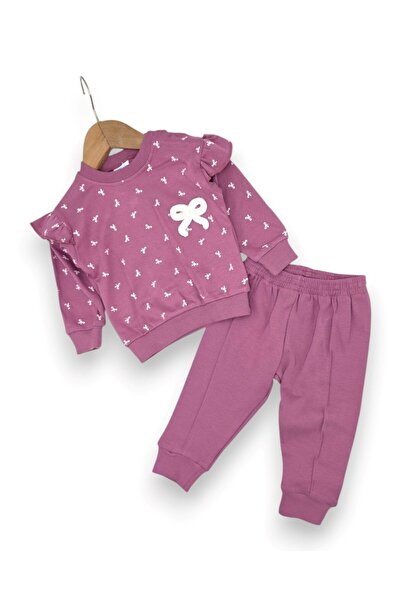 voyyo kids baby Baby Girl Bow Detailed Seasonal 2-Piece 100% Cotton 6-9-12-18...