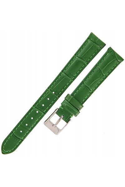 NO BRAND TEKLA K80A - 14mm - Crocodil - VERDE DESCHIS - Curea de ceas din piele