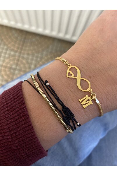 NO BRAND Brățară de aur, inimă infinit, charm inimă, cutie pentru litere, arg...