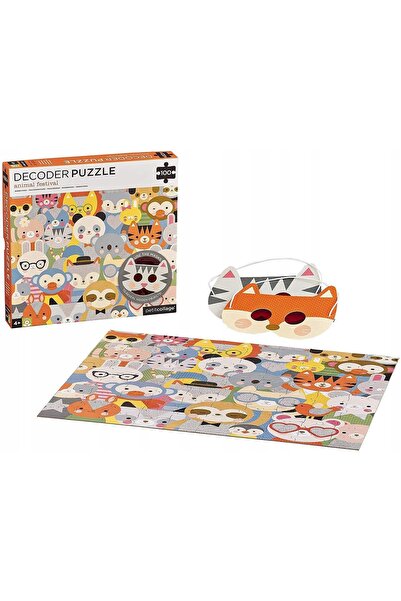 NO BRAND Puzzle + ochelari 3D cu animale ascunse – Petit Collage