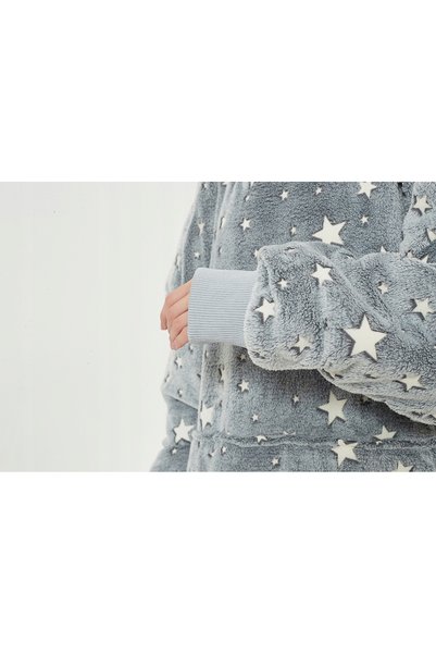 DKM HANORAC-PĂTURĂ KOCOBLUZA, CALD, OVERSIZE, 2-în-1, CU STELUȚE, PLĂCUT LA A...
