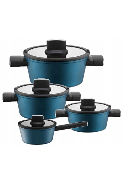 NO BRAND Set de ghivece Azzurro Ambiton 8el. Inducție 1.7l 2.5l 4.0l 6.0l