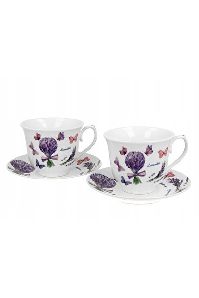 NO BRAND Cești de cafea și ceai din porțelan cu farfurioare DUO CROCUS VIOLET...