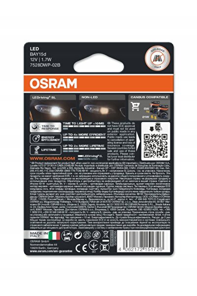 Osram Bec LED P21/5W 12V 2W BAY15D 2 bucăți