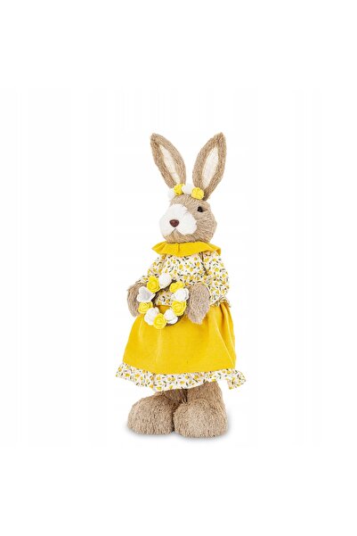 NO BRAND Iepuraș cu Coroniță Figurină Ornament de Paște IMITAȚIE DE PAIE 44cm