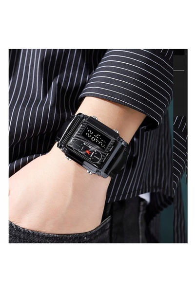 Skmei Ceas de mână bărbătesc skm.118681g.mn, curea din piele, electronic, mul...