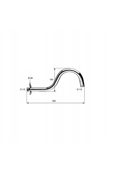 NO BRAND Sapho Braț de duș tip ploaie 300mm cromat în formă de S BR551
