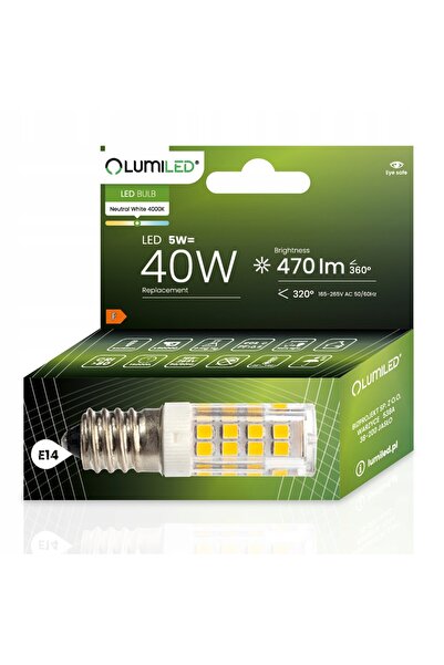 NO BRAND 6x Bec LED tubular E14 T25 5W = 40W 470lm 4000K 320 °   LUMILED
