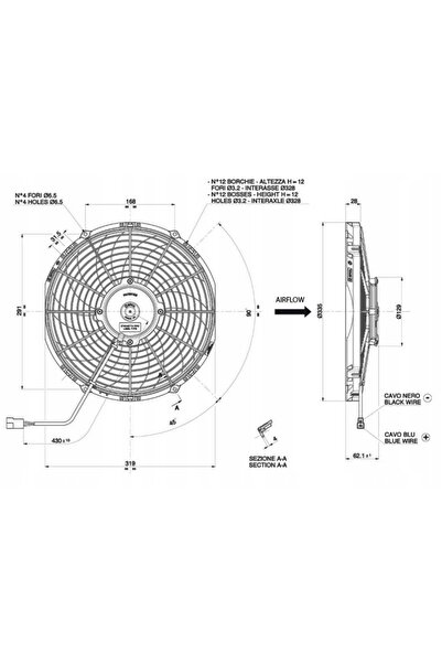 NO BRAND VENTILATOR SPAL VA10-AP50/C-61A Cu mufă ermetică de 12 V, de aspiraț...