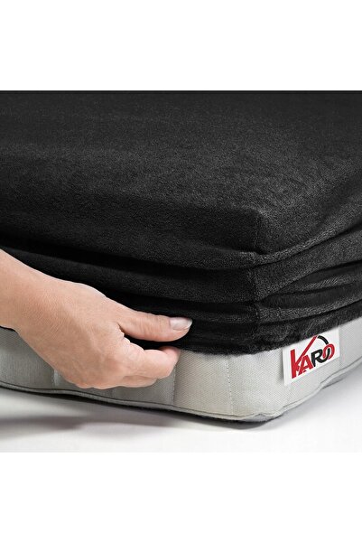 NO BRAND Cearșaf de pat din frotir cu elastic 200x220 negru 044 grosime 200g/...