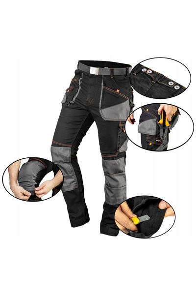 NEO Tools Pantaloni de lucru + curea HD Slim MONTERSKIE PROFILED 81-238 S/48