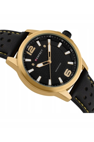PERFECT CEAS SPORTIV AURIT BĂRBĂTESC W146-04 44 mm CU BRĂȚARĂ PERFORATĂ