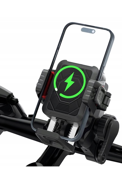 DKM Suport încărcător motocicletă anti-vibrații 15W QI USB-C PD 33W Cameră