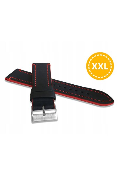 NO BRAND Curea de ceas inteligent din piele neagră, plată, 24 mm, LAVVU LSQBB...