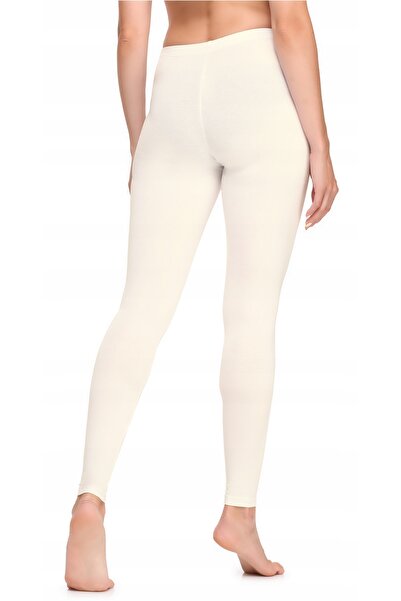 NO BRAND Colanți pentru femei, pantaloni lungi, din bumbac, LA40-133, Ecru, M
