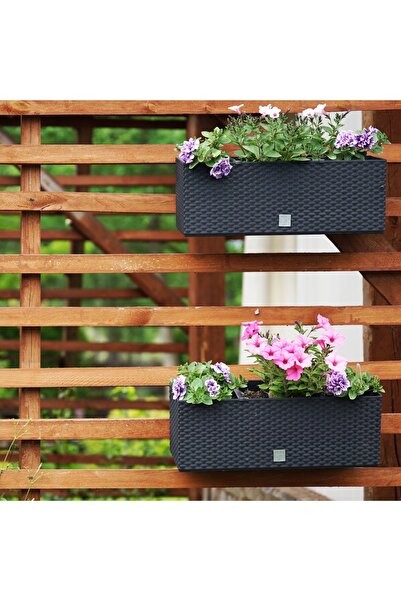 DIKEL Ghiveci de balcon 51 cm + cârlige, sistem de irigare; Lădiță de balcon ...